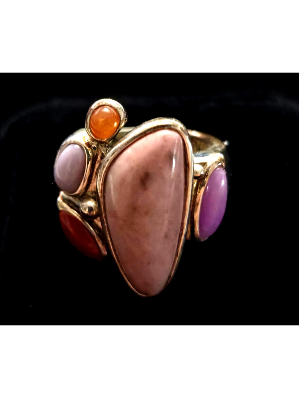 Whitney Kelly Sterling Silver Multi Opaque Gemstone Cluster Ring Size 6 NOS QVC